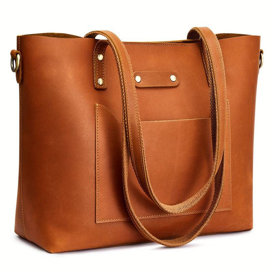 Crazy Horse Leather Shoulder Tote Bag