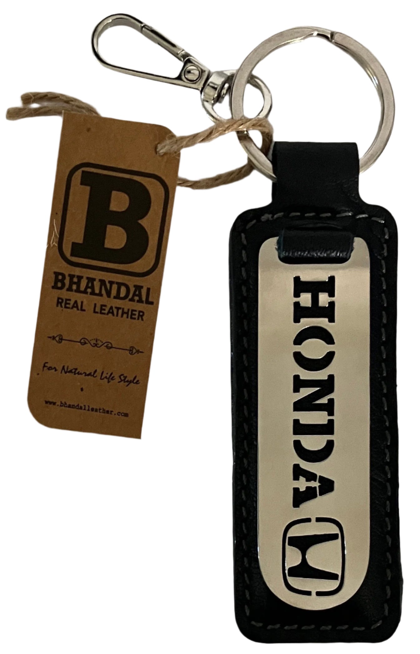Real Leather Keychain- Honda