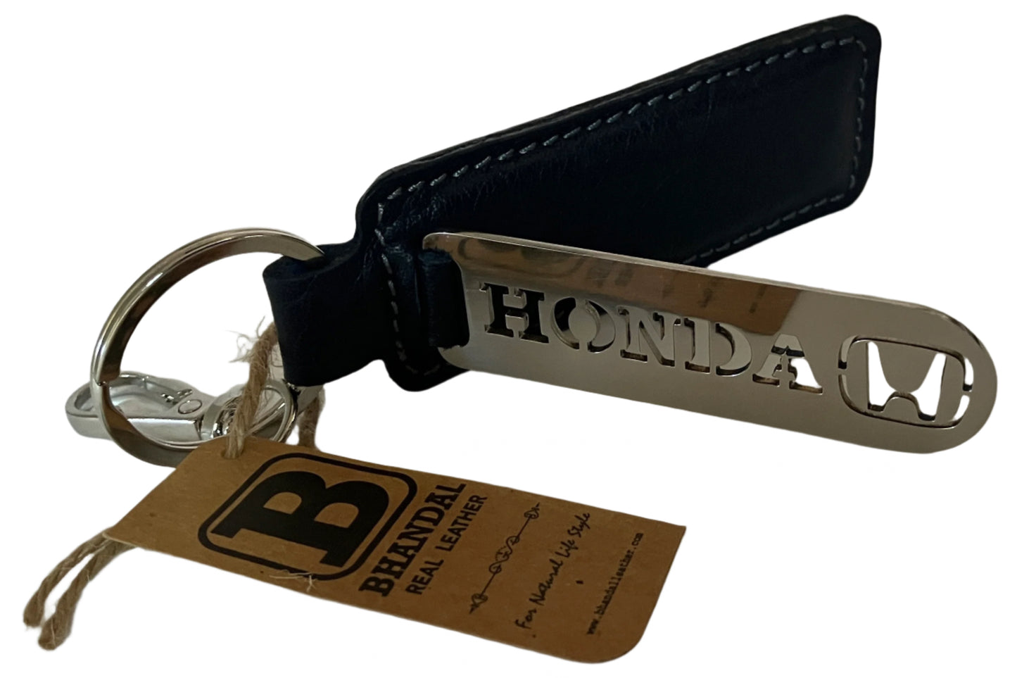 Real Leather Keychain- Honda