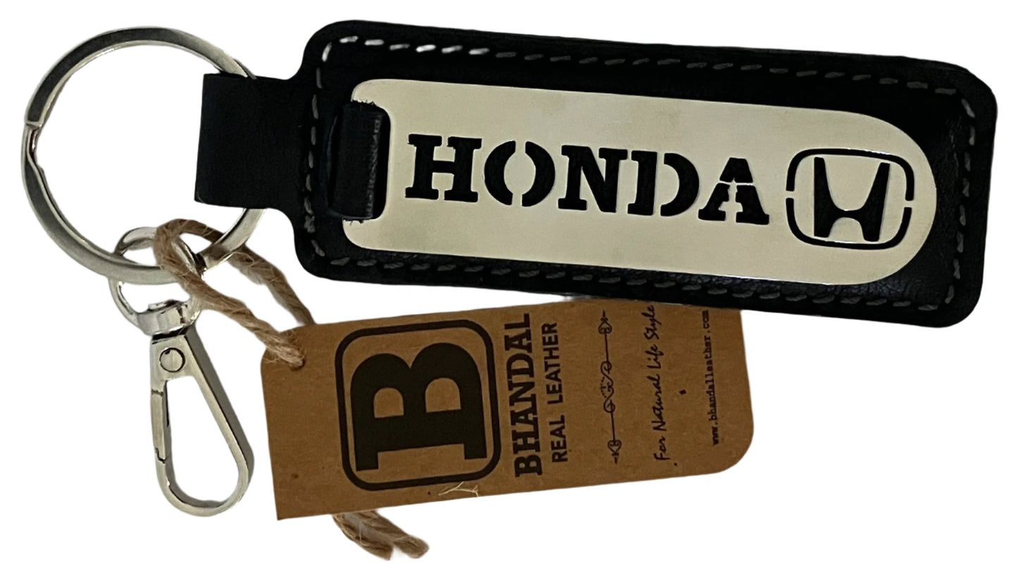 Real Leather Keychain- Honda