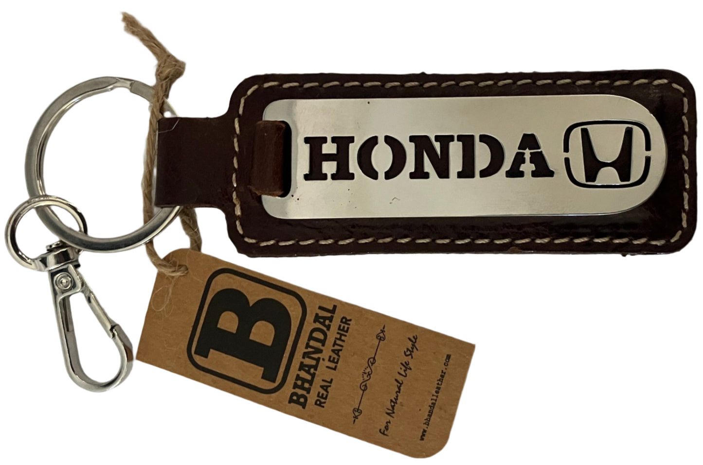 Real Leather Keychain- Honda