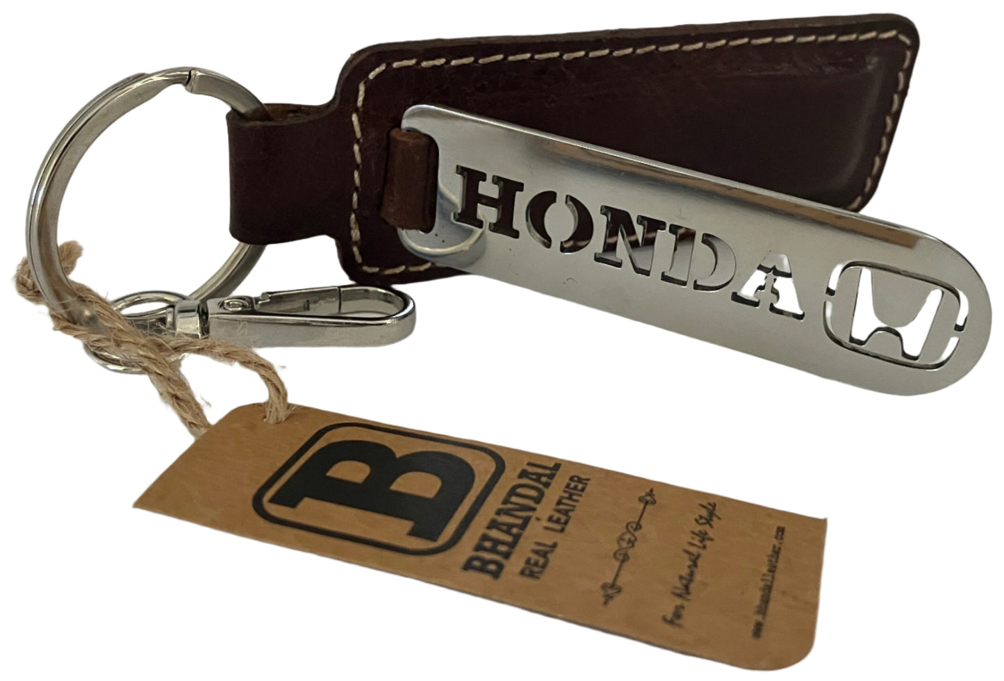 Real Leather Keychain- Honda