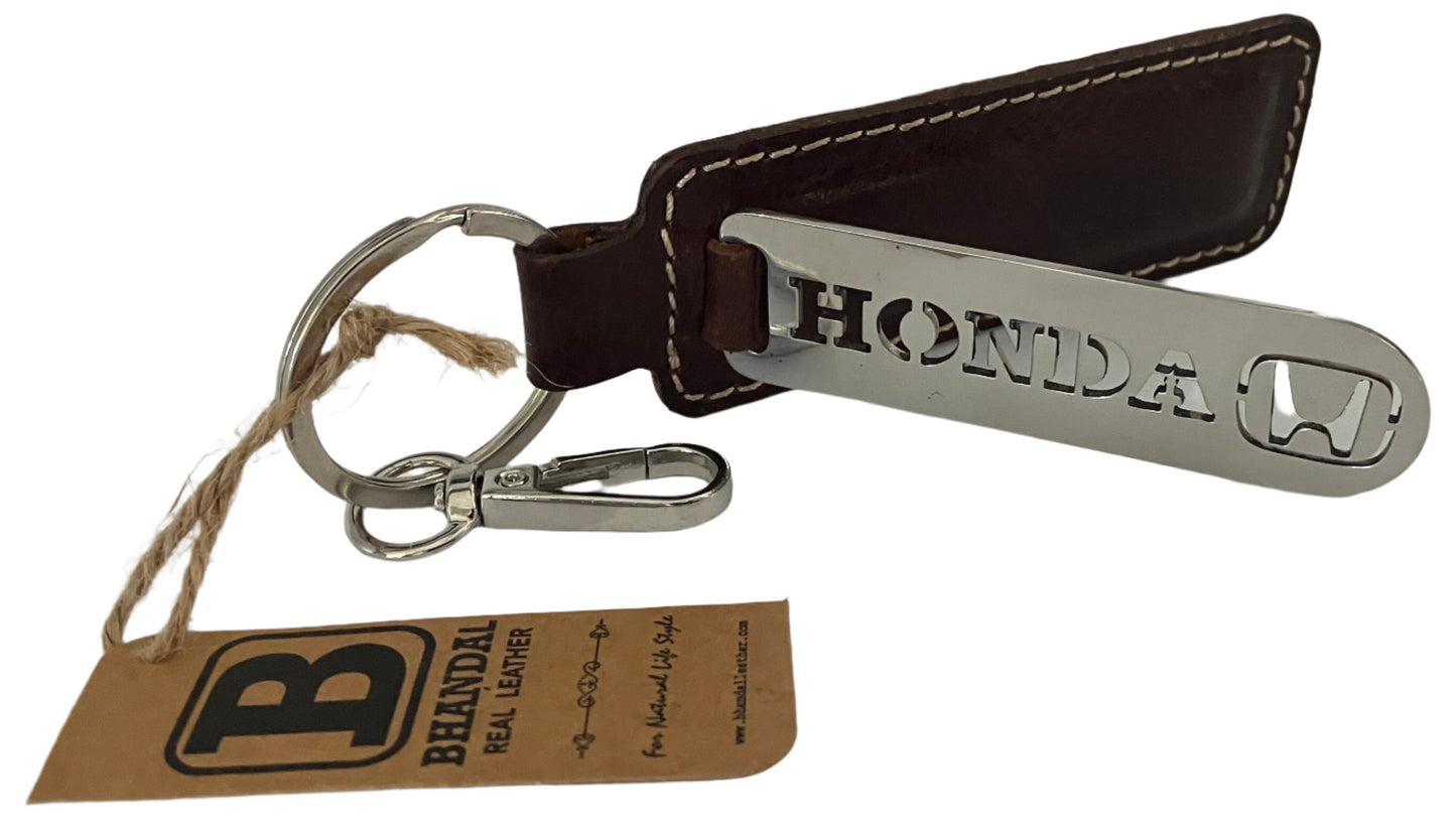 Real Leather Keychain- Honda