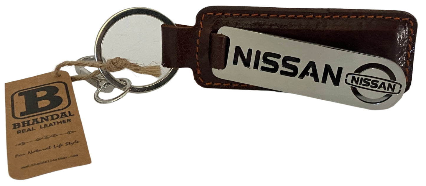 Real Leather Keychain- Nissan