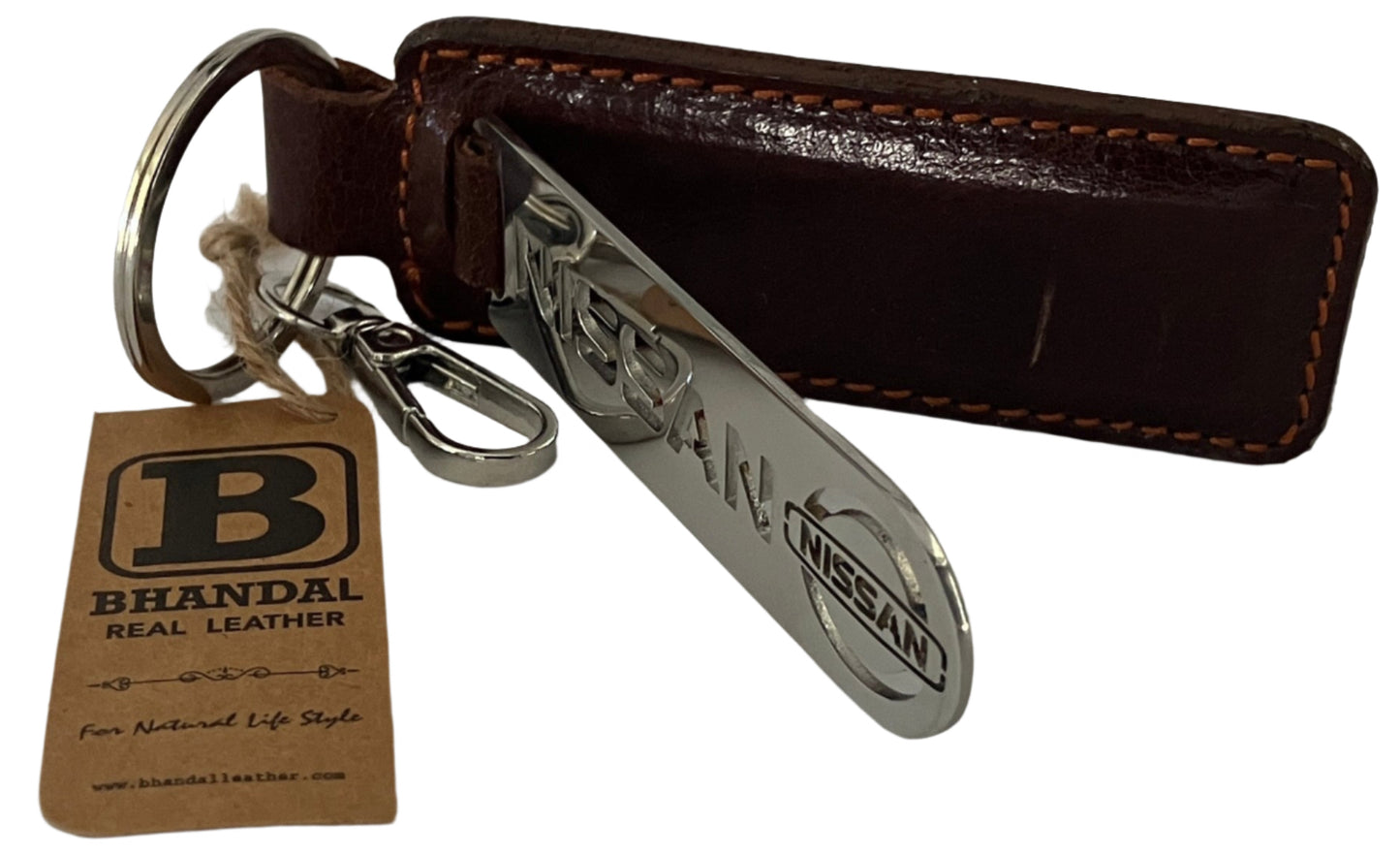 Real Leather Keychain- Nissan