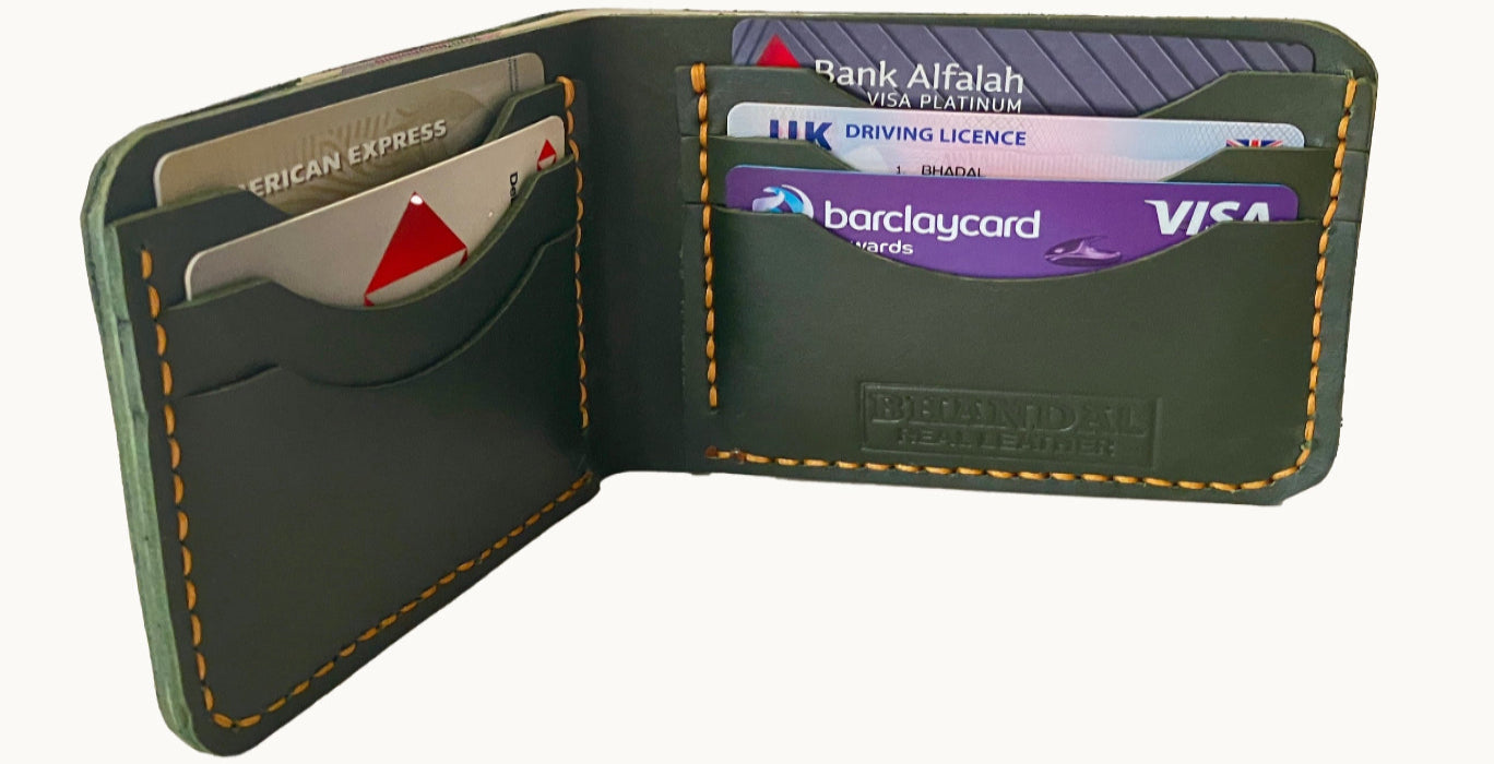 Handmade and Hand Stitched Real Leather Bifold Wallet