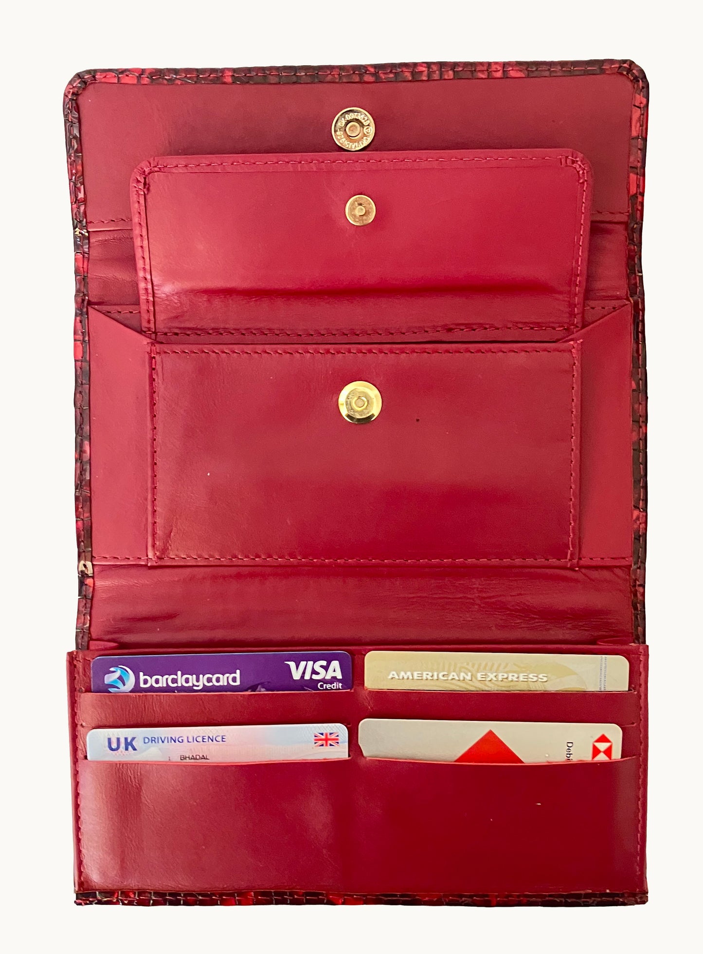 Cluch Wallet – Red Mobile Phone, Currency Notes and Credit Cards