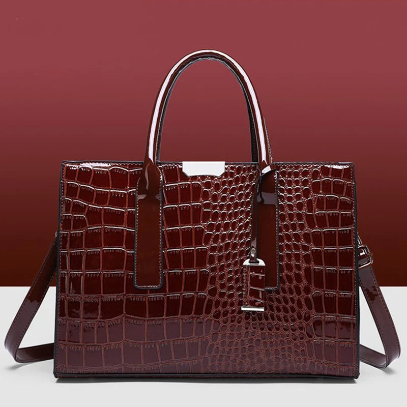 Luxury Crocodile Pattern Handbag ,Women Large Capacity Shoulder Bag, PU Leather Top-handle Bag, Brands Crossbody Bag Totes sac