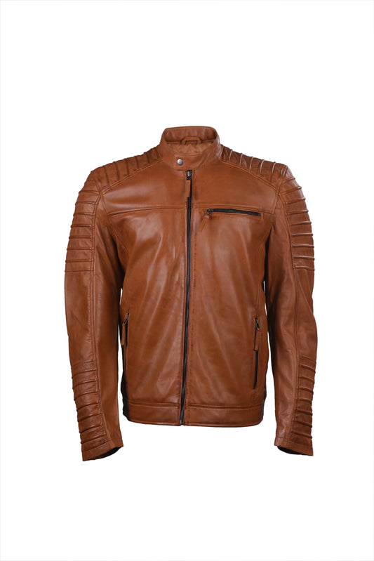 Men's Modern Ribbed Leather Jacket