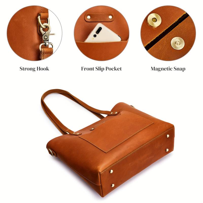 Crazy Horse Leather Shoulder Tote Bag