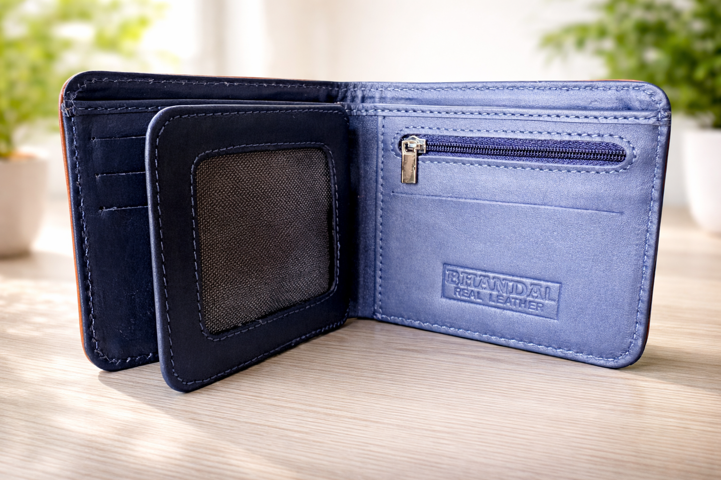 Real Leather Bifold Wallet - Lining
