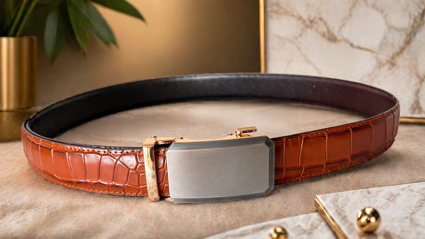 Auto Buckle Real Leather  Men’s Belt