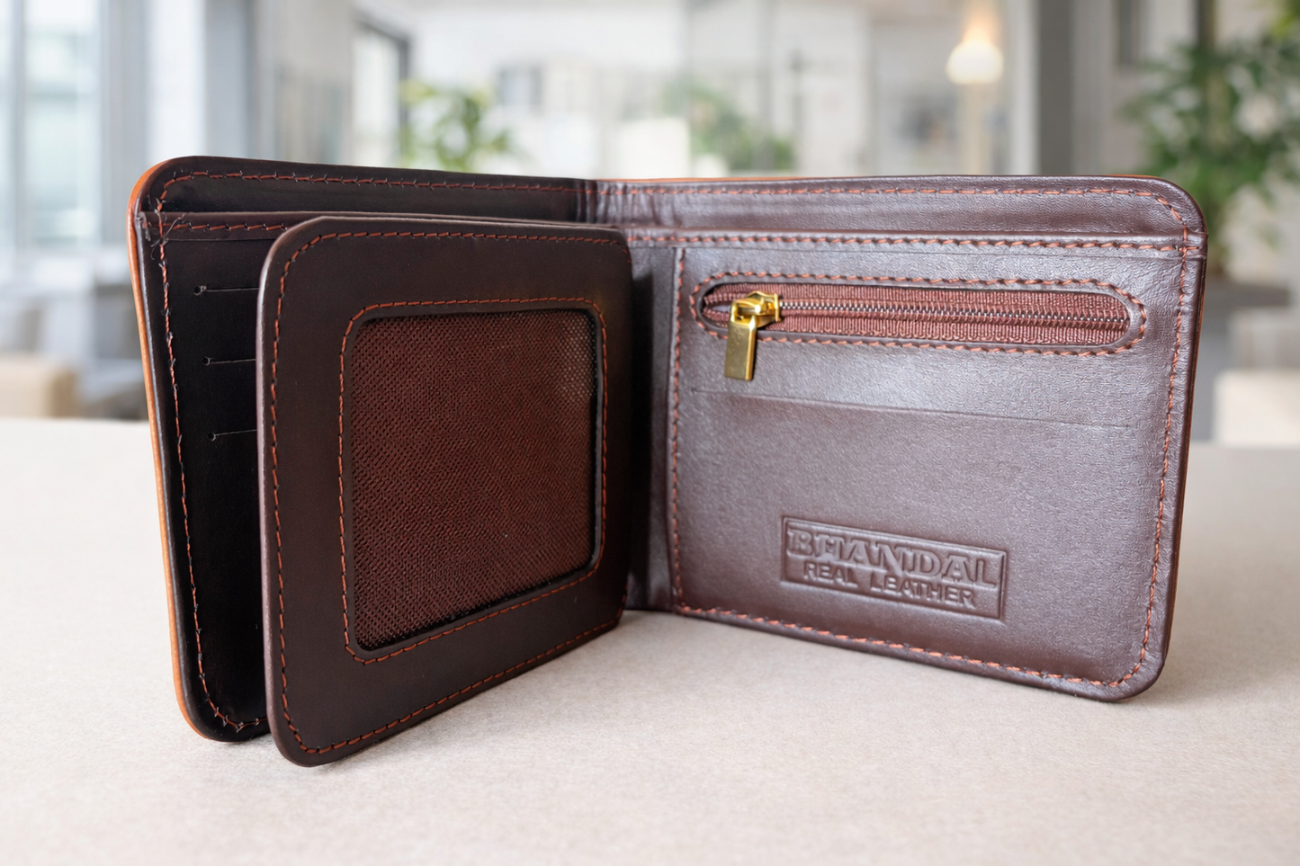 Real Leather Bifold Wallet - Lining
