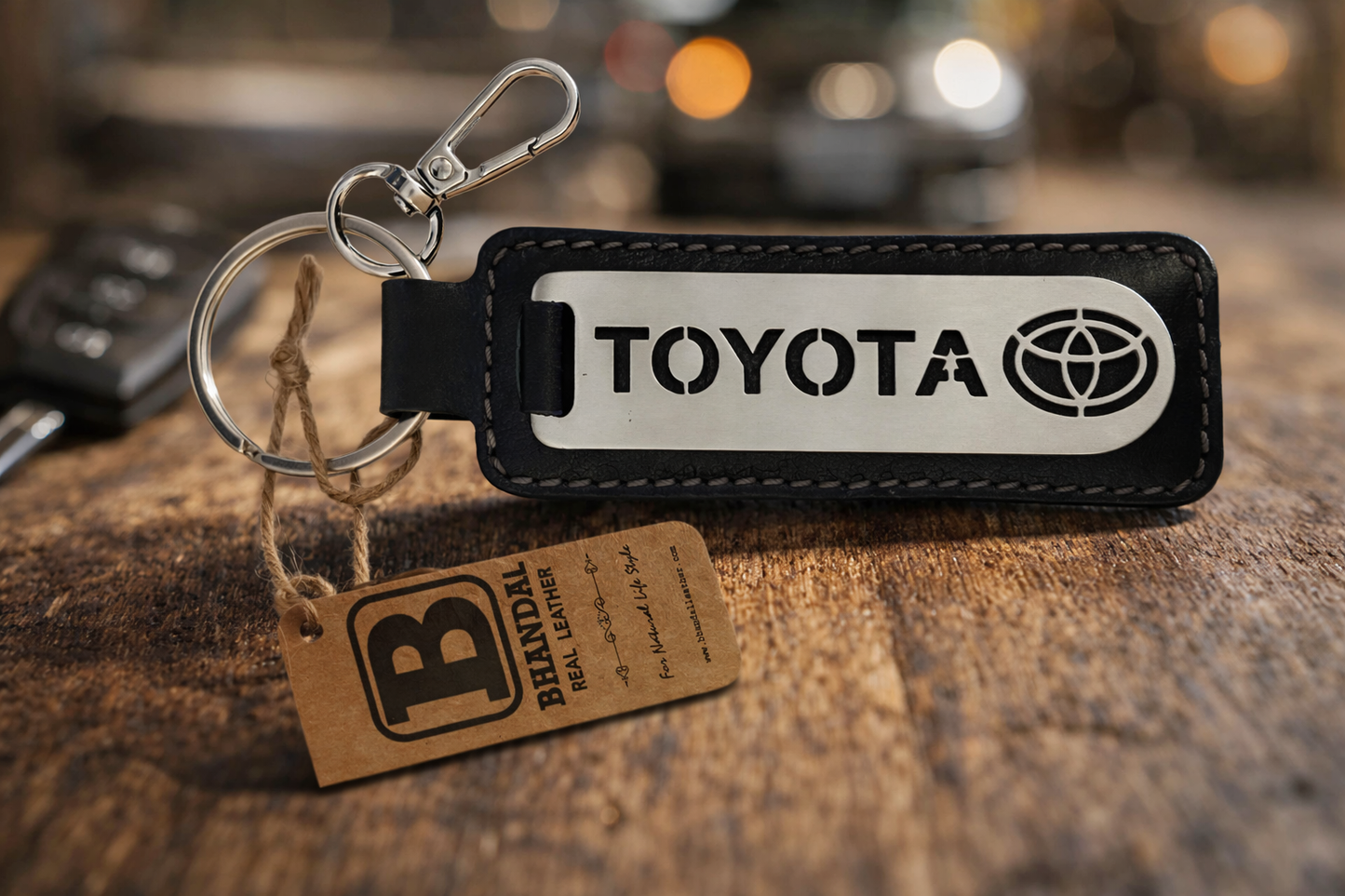 Real Leather Toyota Keychains