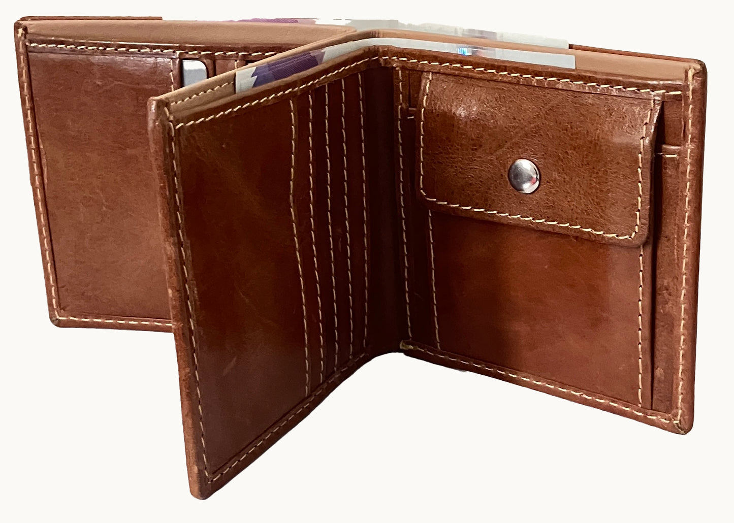 Real Leather Trifold Wallet