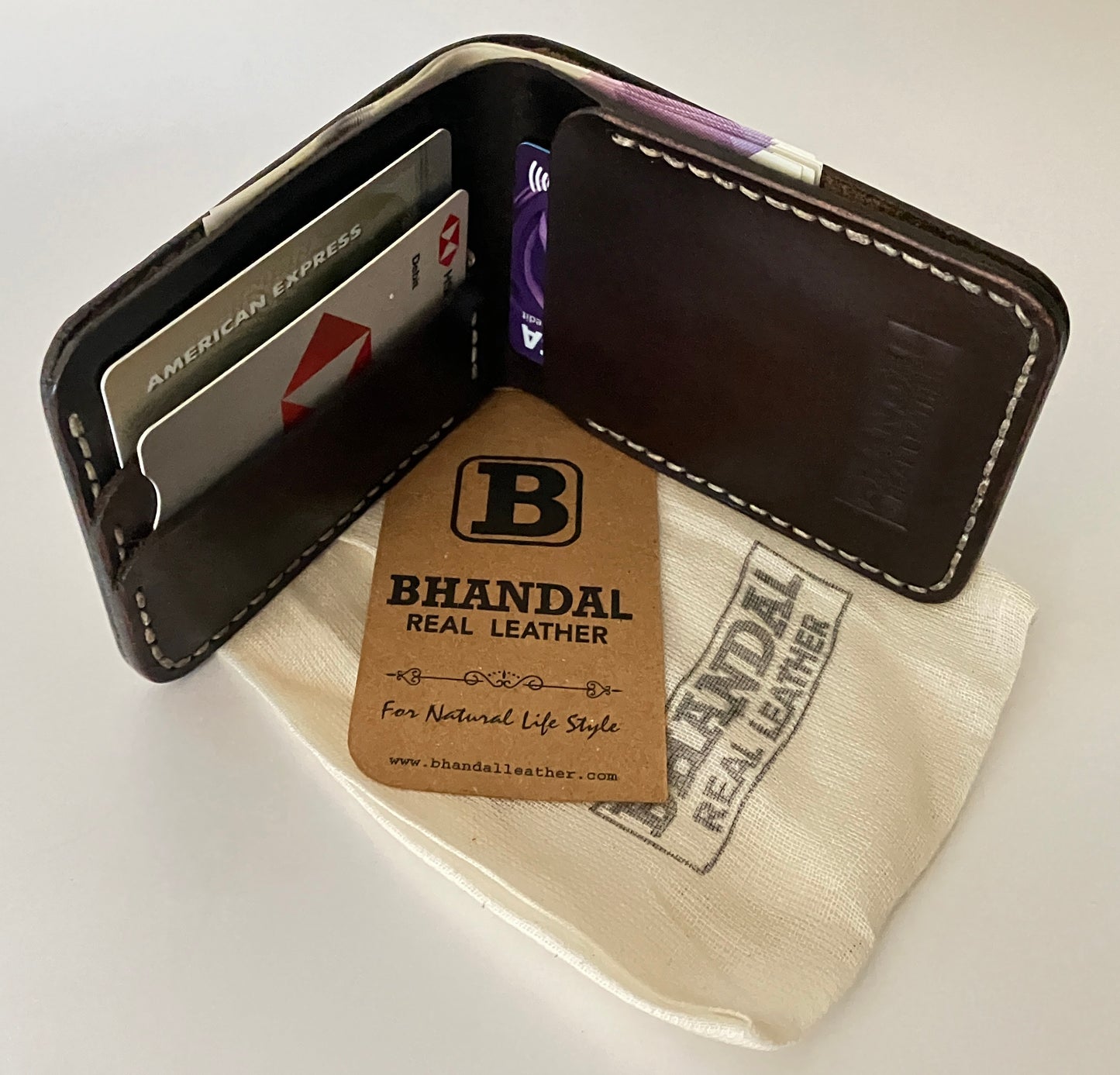 Real Leather Bifold Wallet-Handmade