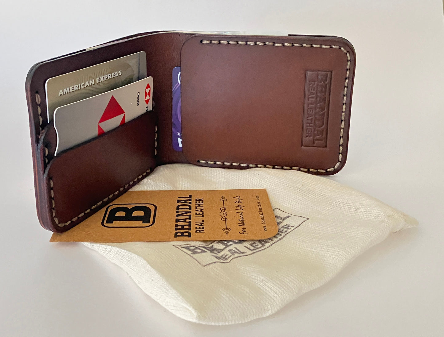 Real Leather Bifold Wallet-Handmade