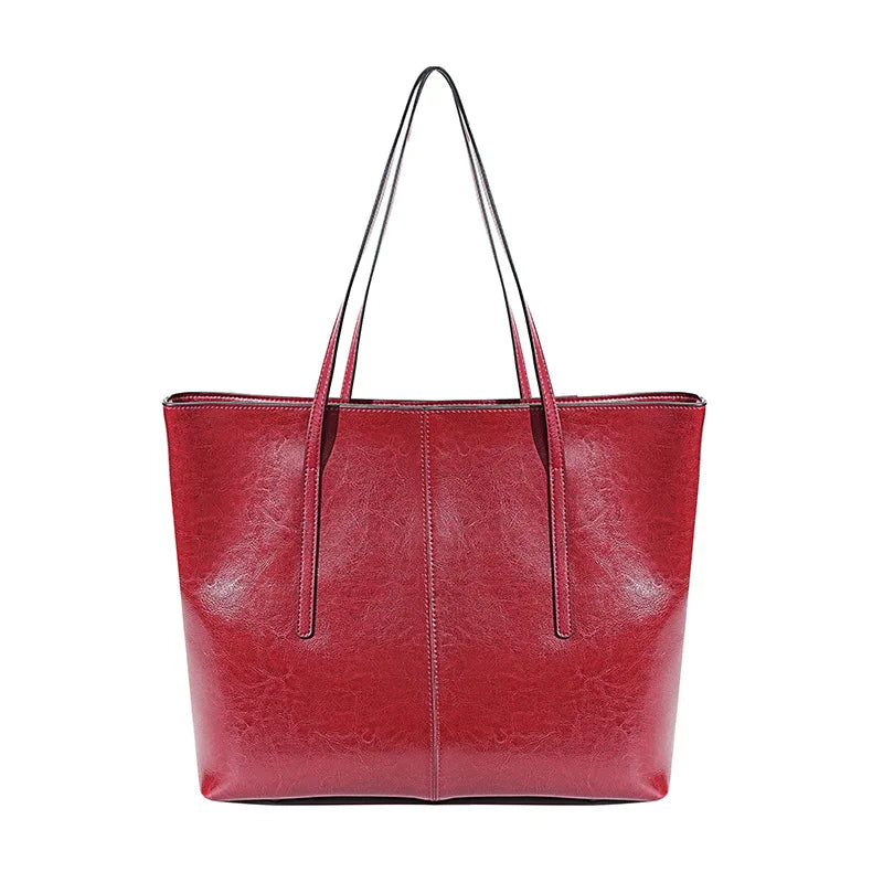 New Coffee Women Handbag 100% Genuine Leather Ladies Shoulder Ladies Black Tote Bag Large Capacity Shopper Bags Brown A4 Bagss