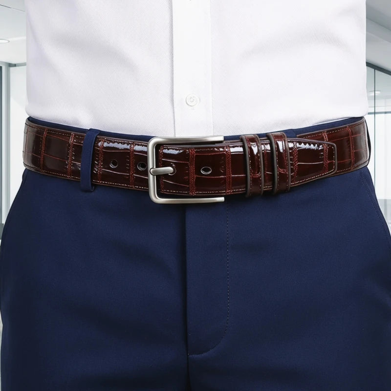 2026 New Business Belt Men Top Quality PU Luxury Leather Waist Strap Black Male Buckle Jeans Belts for Men