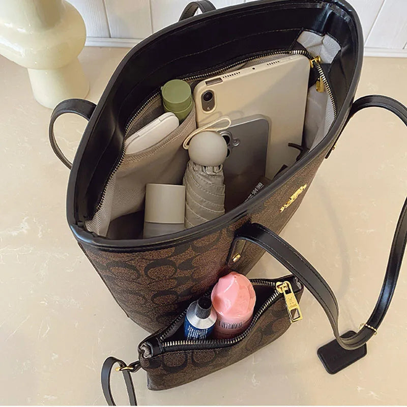 Luxury Leather Messenger Bag Vintage Style Crossbody Purse Large Capacity Commuter Tote for Modern Working Women