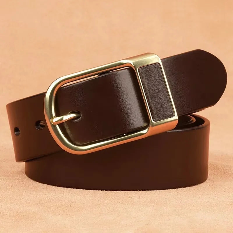 26GenuineLeatherFor Men's High Quality Buckle Jeans Cowskin Casual Belts Business Cowboy Waistband Male Fashion Designer 2024New