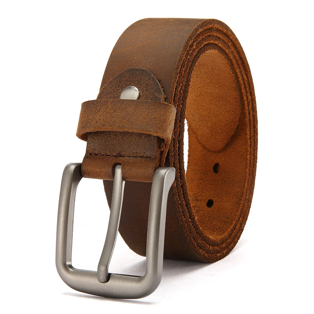 Genuine Leather For Men's High Quality Buckle Jeans Cowskin Casual Belts Business Cowboy Waistband Male Fashion Designer