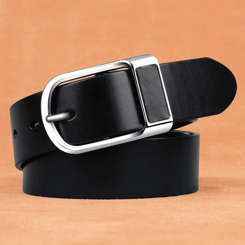 26GenuineLeatherFor Men's High Quality Buckle Jeans Cowskin Casual Belts Business Cowboy Waistband Male Fashion Designer 2024New