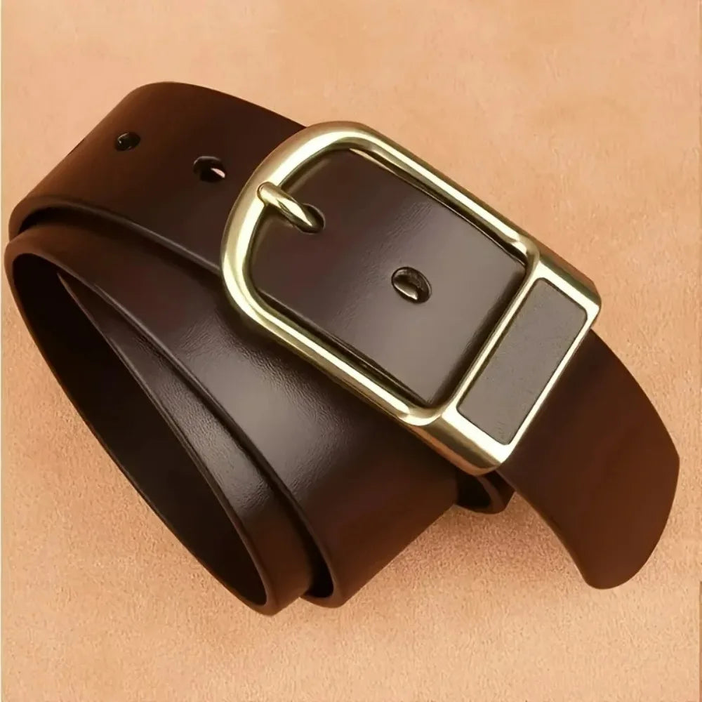 26GenuineLeatherFor Men's High Quality Buckle Jeans Cowskin Casual Belts Business Cowboy Waistband Male Fashion Designer 2024New