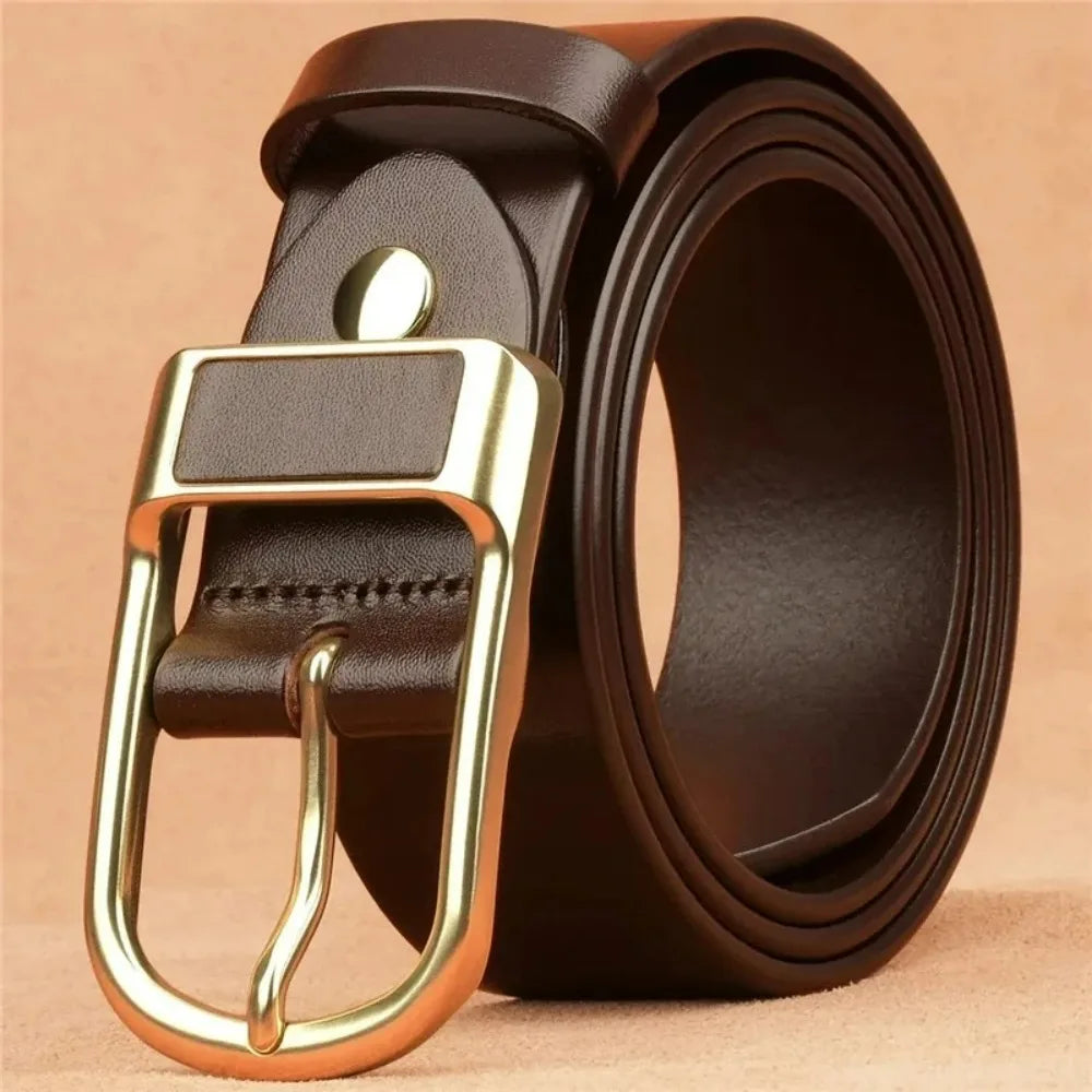 26GenuineLeatherFor Men's High Quality Buckle Jeans Cowskin Casual Belts Business Cowboy Waistband Male Fashion Designer 2024New