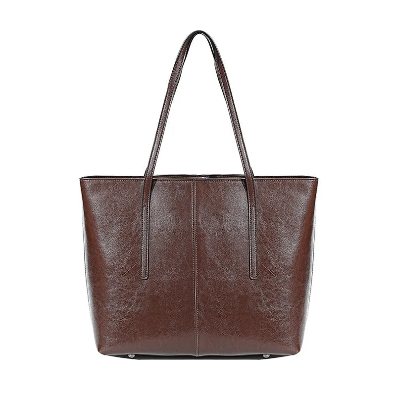 New Coffee Women Handbag 100% Genuine Leather Ladies Shoulder Ladies Black Tote Bag Large Capacity Shopper Bags Brown A4 Bagss