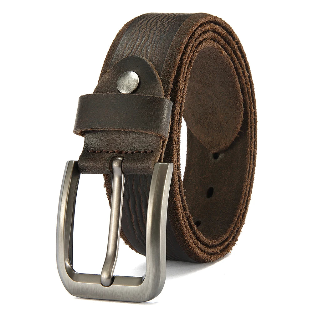 Genuine Leather For Men's High Quality Buckle Jeans Cowskin Casual Belts Business Cowboy Waistband Male Fashion Designer