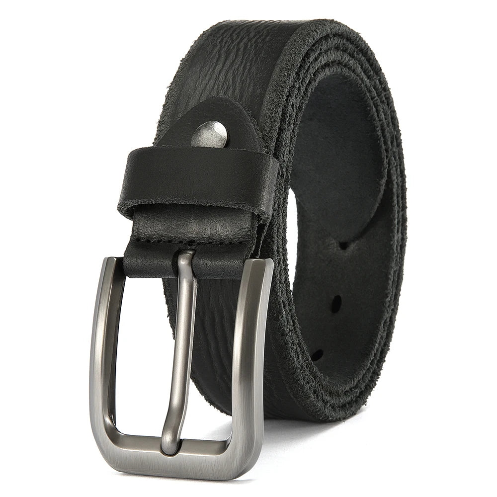 Genuine Leather For Men's High Quality Buckle Jeans Cowskin Casual Belts Business Cowboy Waistband Male Fashion Designer