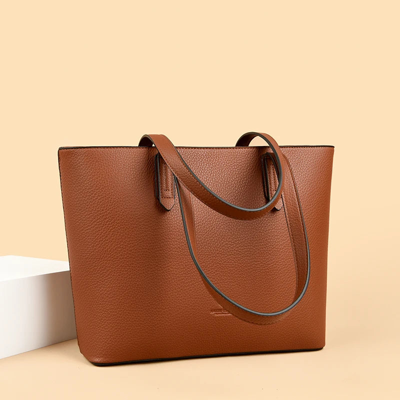New High Quality Fashion Soft Leather Women's Bucket Bag Luxury Trendy Women Handbag Large Capacity Female Shopping Bags Wallet