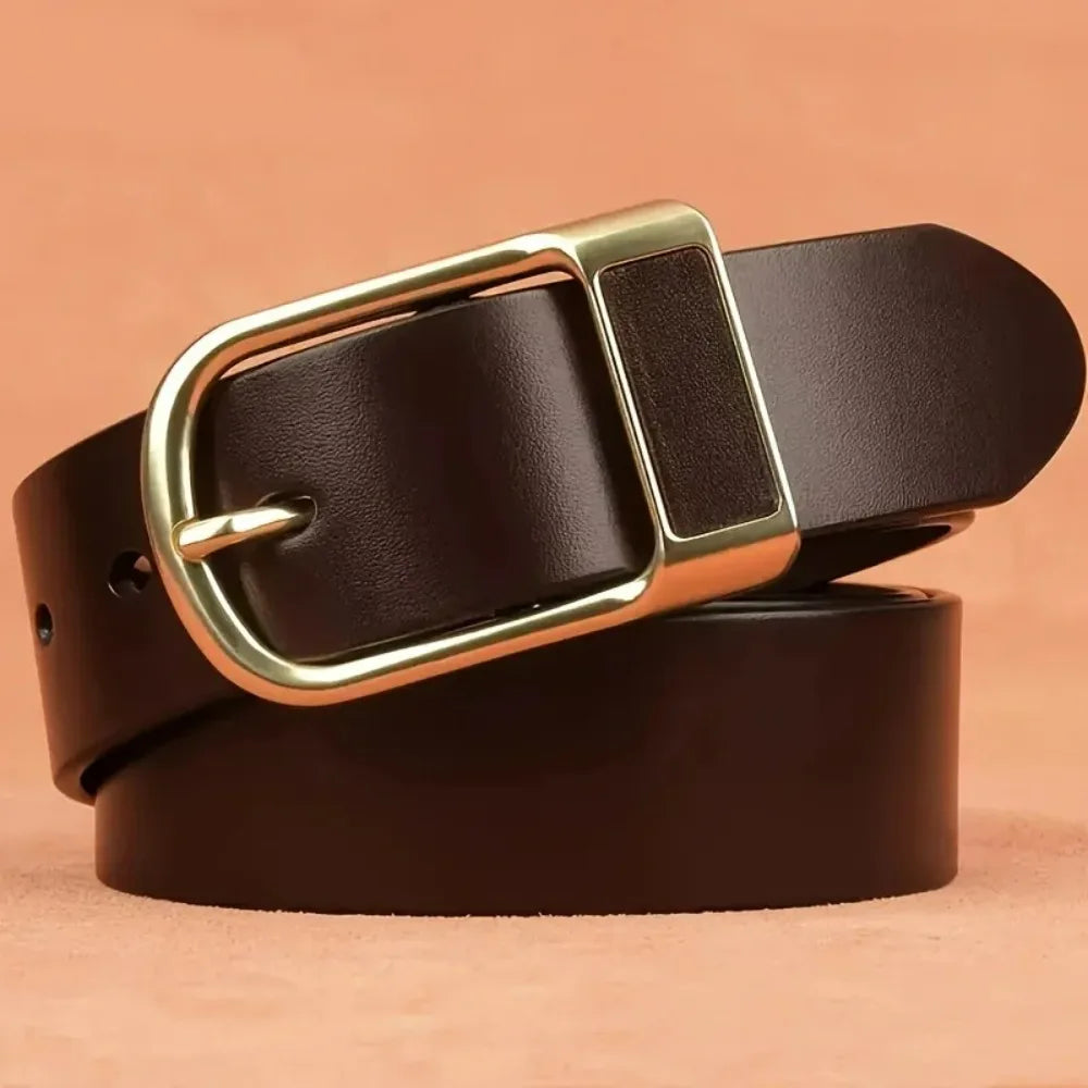 26GenuineLeatherFor Men's High Quality Buckle Jeans Cowskin Casual Belts Business Cowboy Waistband Male Fashion Designer 2024New